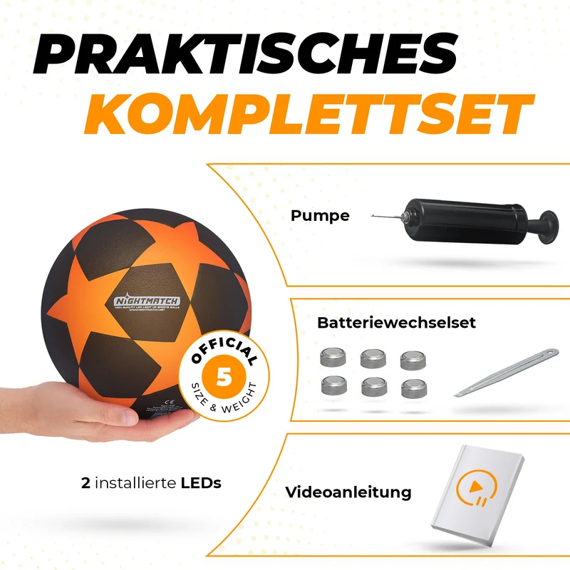 Leuchtfußball - Komplettset - Schwarz-Stern