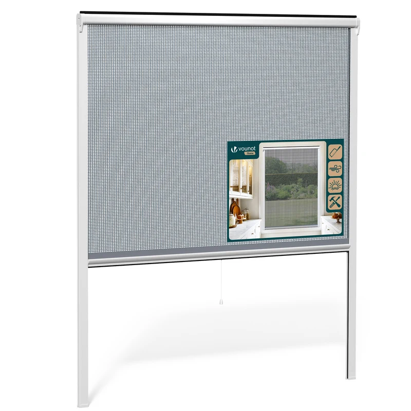 Insektenschutzrollo Fenster PVC Rahmen zuschneidbar L150 x H160 cm Weiß