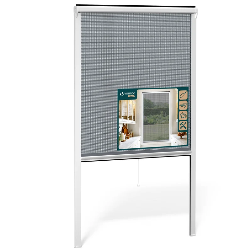 Insektenschutzrollo Fenster PVC Rahmen zuschneidbar L100 x H160 cm Weiß