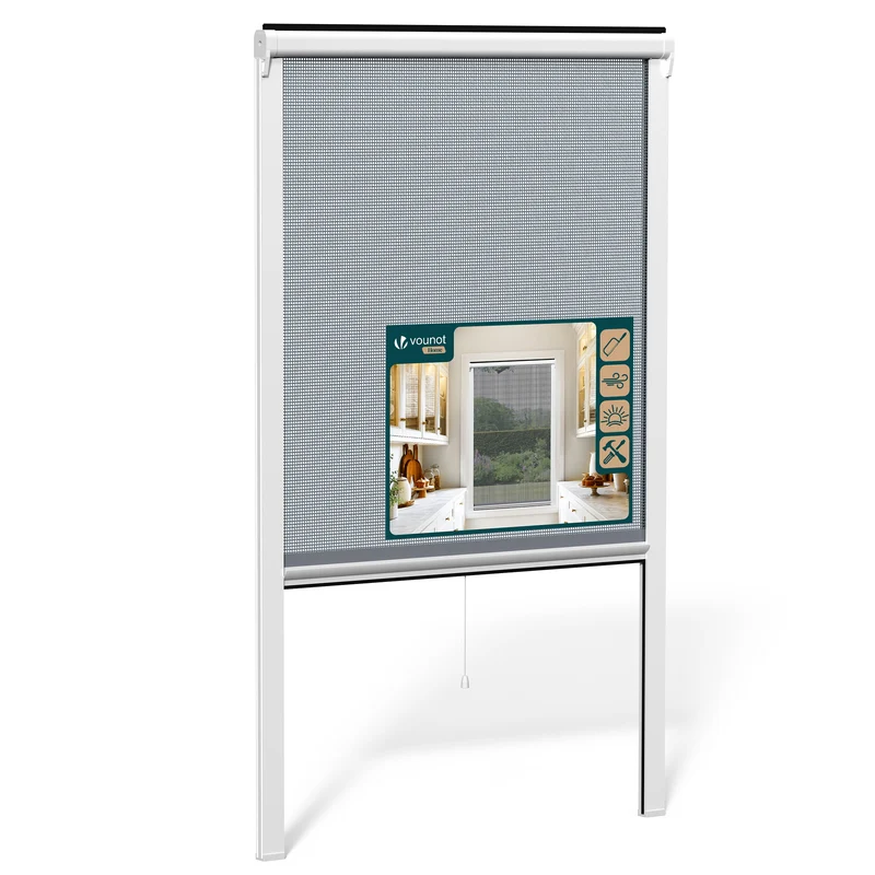 Insektenschutzrollo Fenster PVC Rahmen zuschneidbar L80 x H130 cm Weiß