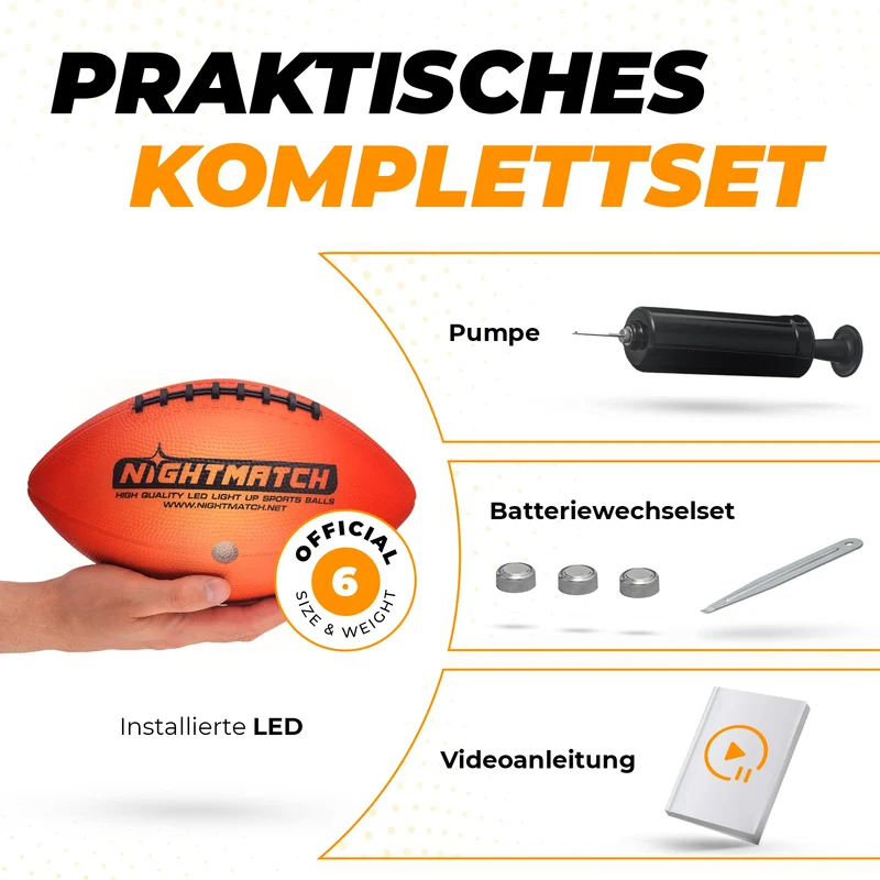 Leuchtfootball - Komplettset - Gr.6 - Orange