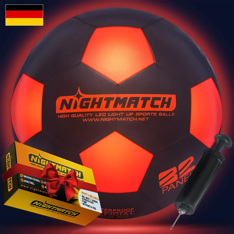 Leuchtfußball - Komplettset - Schwarz-Orange