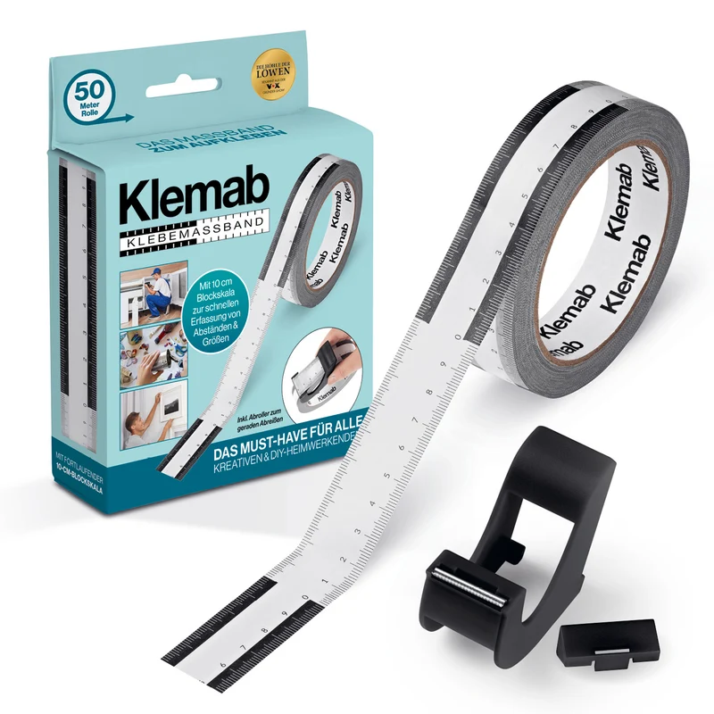 Klebemaßband 50 m selbstklebend, 10-cm-Skala, Abroller