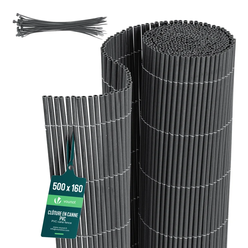 PVC Sichtschutzmatte Schilfmatte Sichtschutzzaun 160x500cm Anthrazit