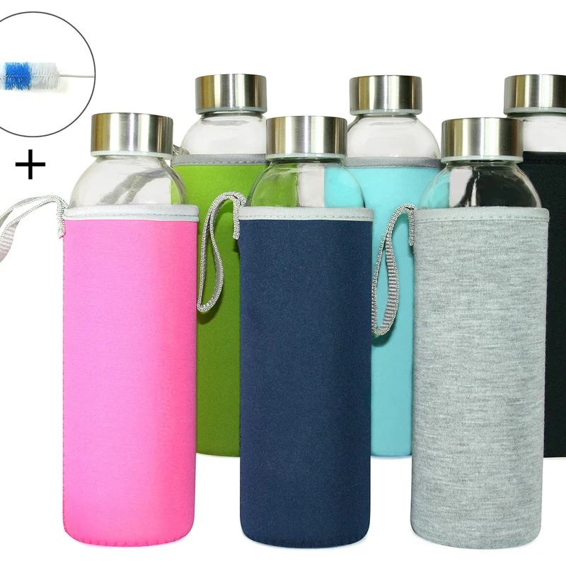Glasflaschen 500 ml, 6er-Set + Flaschenbürste