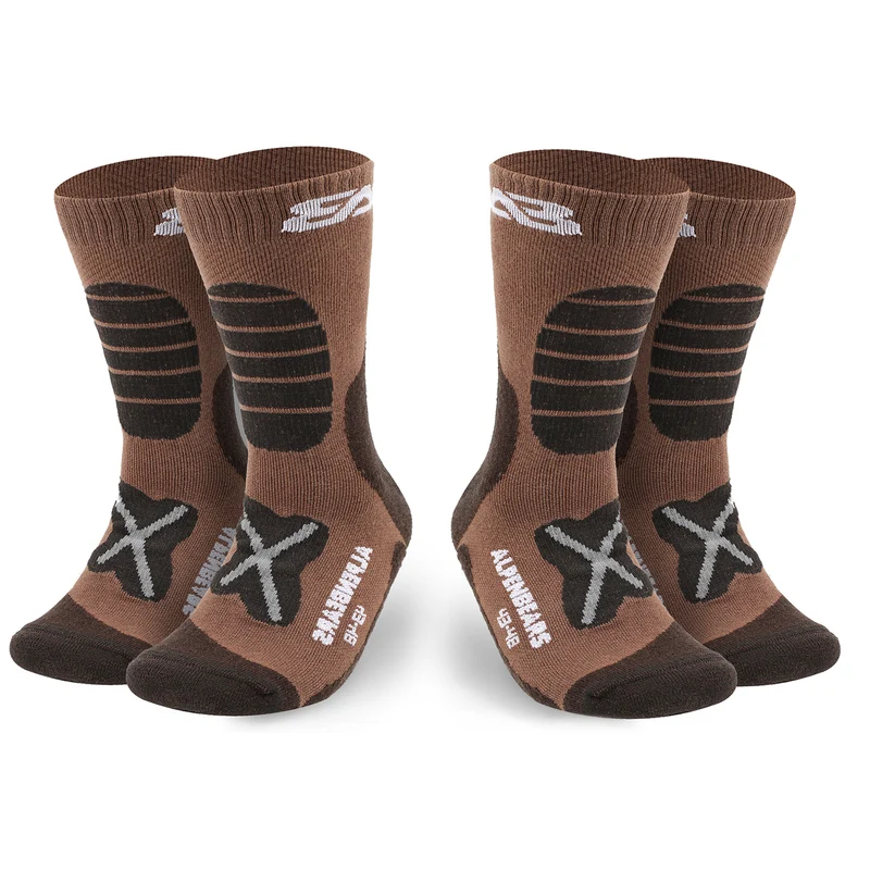 Wandersocken Merino Wolle - 2er-Set - Braun - Braun - Größe 43-48