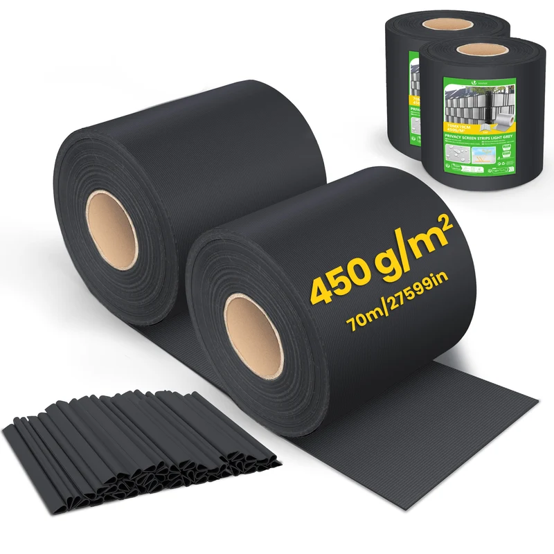 PVC Sichtschutzstreifen für Doppelstabmatten 140m x 19cm, 80 Befestigungsclips, Schwarz