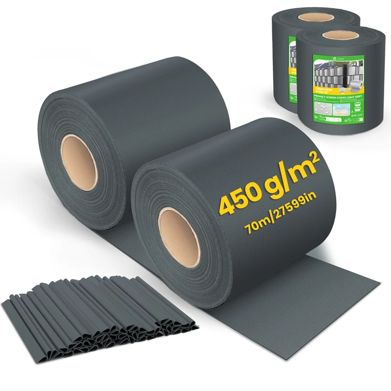 PVC Sichtschutzstreifen für Doppelstabmatten 140m x 19cm, 80 Befestigungsclips, Anthrazit