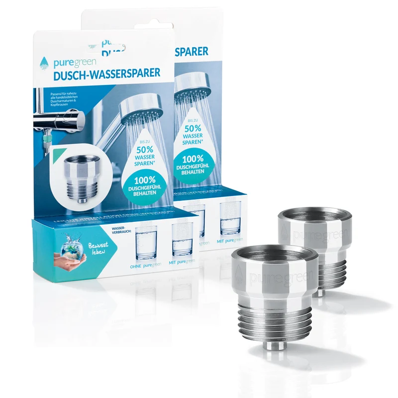 Wassersparer für die Dusche - Spart bis zu 50 % Wasser - chromfarben - 2er-Set