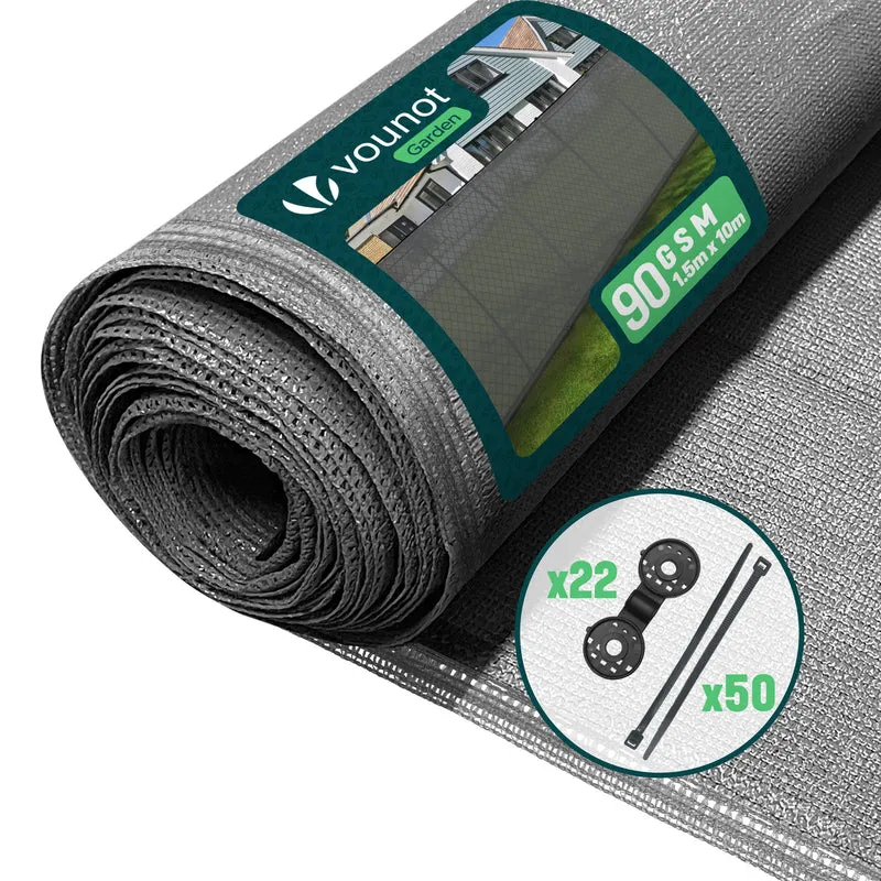 Zaunblende 1.5×10m, Sichtschutz Zaun 90 g/m² HDPE Schattiernetz, Grau