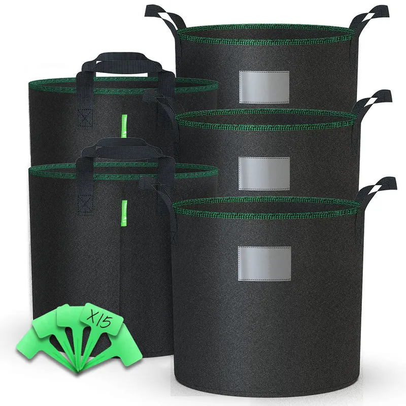 5er Pflanzsack 20L, Pflanztasche mit Pflanzenschilder zum Beschriften
