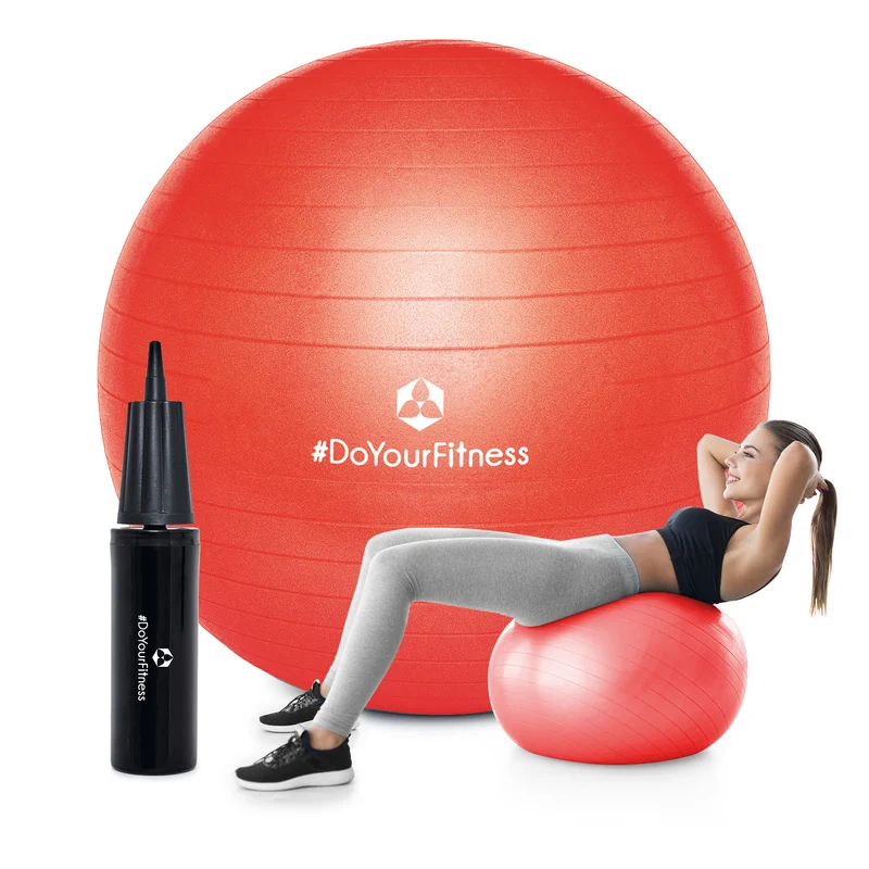 Gymnastikball inkl. Ballpumpe - Fitness Sitzball - Rot - 55 cm