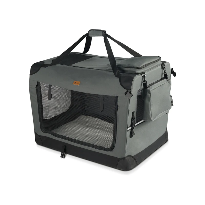 Hundebox faltbar, Hundetransportbox robust für Katze & Hunde 50x35x36 cm S Grau