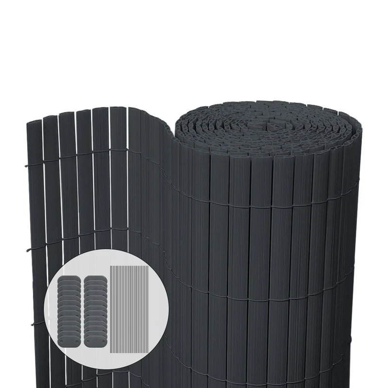 PVC Sichtschutzmatte 90x300 cm, Sichtschutz für Balkon Terrasse, Grau