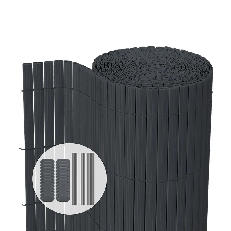 PVC Sichtschutzmatte 80x500 cm, Sichtschutz für Balkon Terrasse, Grau