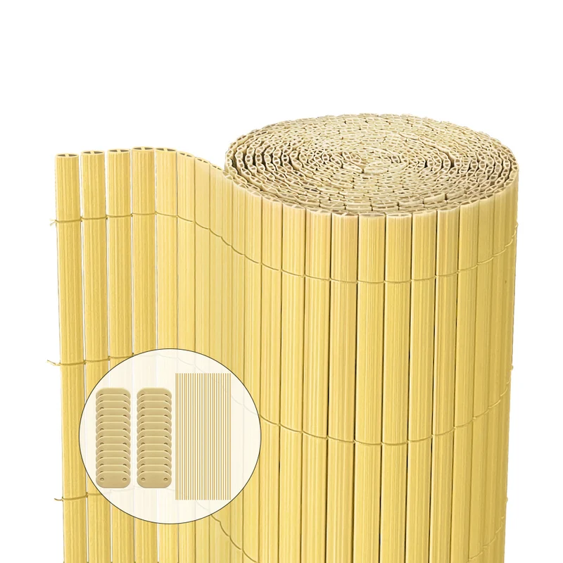 PVC Sichtschutzmatte 80x500 cm, Sichtschutz für Balkon Terrasse, Bambus