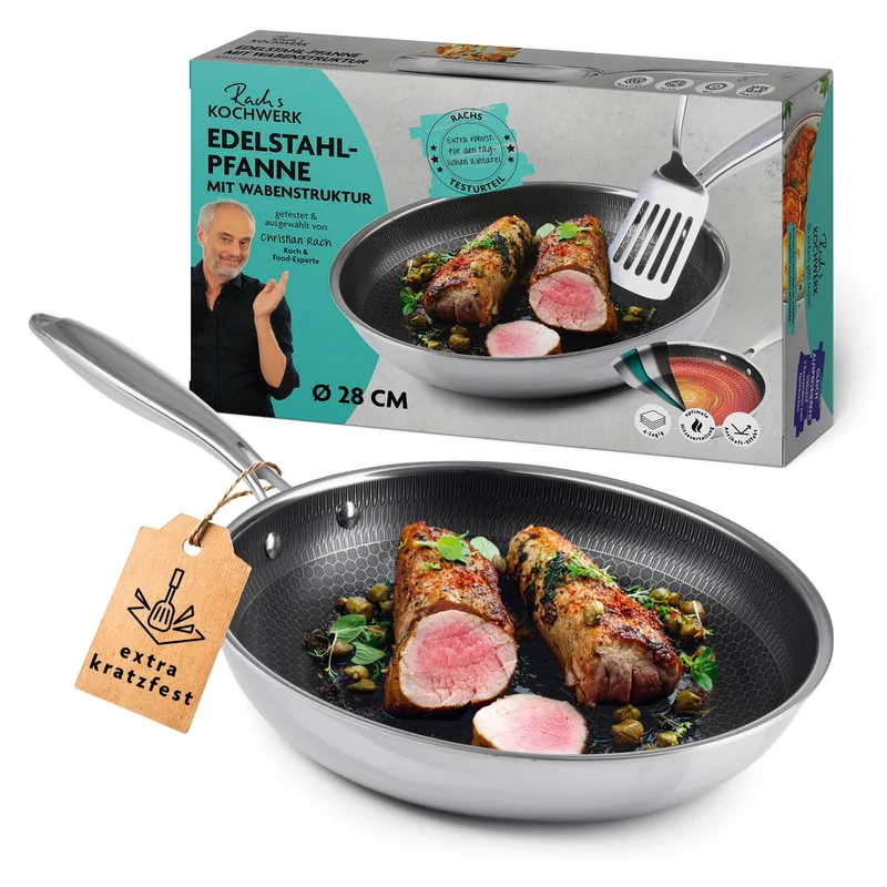 Edelstahl-Pfanne mit Wabenstruktur Ø 28 cm