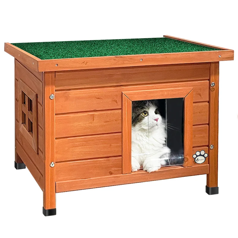 Katzenhaus aus Holz, Katzen Haus Katzenhütte für Draussen Outdoor