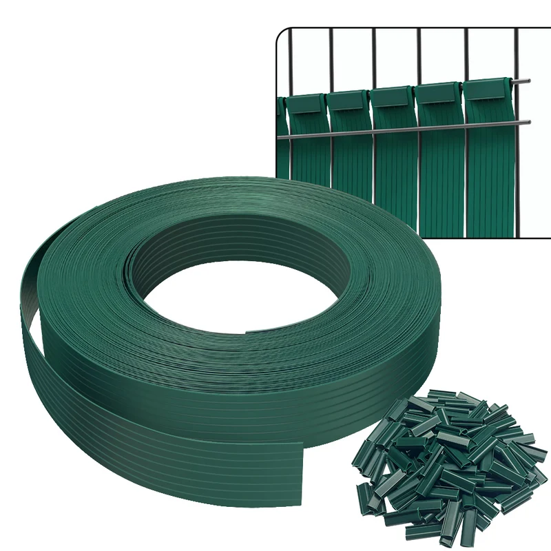 Sichtschutzstreifen für Doppelstabmatten 75m x 4.7cm, PVC Sichtschutz Zaun mit 150 Clips, Grün