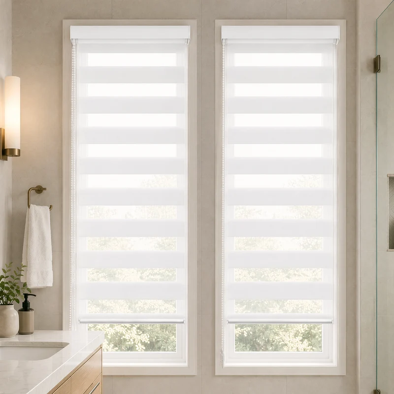 2er Set Doppelrollo klemmfix ohne Bohren, Duo Rollo Klemmrollo für Fenster und Tür, 45x150 cm, Weiß