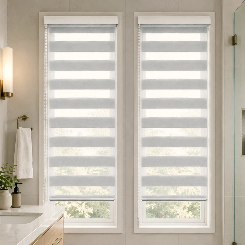 2er Set Doppelrollo klemmfix ohne Bohren, Duo Rollo Klemmrollo für Fenster und Tür, 50x150 cm, Grau