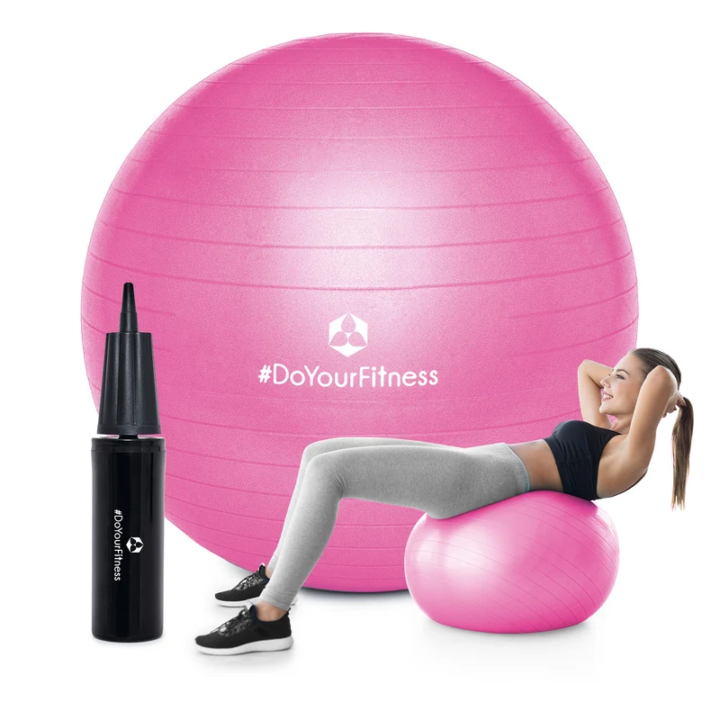 Gymnastikball inkl. Ballpumpe - Fitness Sitzball - Pink - 85 cm