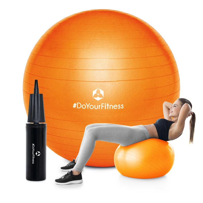 Gymnastikball inkl. Ballpumpe - Fitness Sitzball - Orange - 85 cm