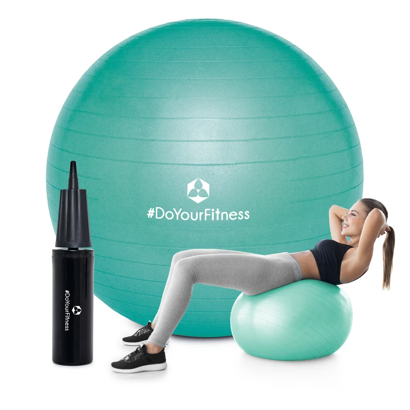 Gymnastikball inkl. Ballpumpe - Fitness Sitzball - Türkis - 65 cm