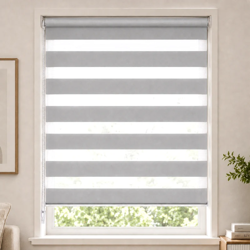 Doppelrollo klemmfix ohne Bohren, Duo Rollo Klemmrollo für Fenster und Tür, 80x150 cm, Grau