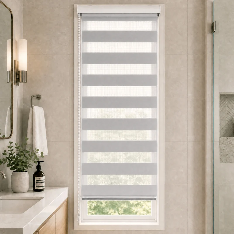 Doppelrollo klemmfix ohne Bohren, Duo Rollo Klemmrollo für Fenster und Tür, 55x150 cm, Grau