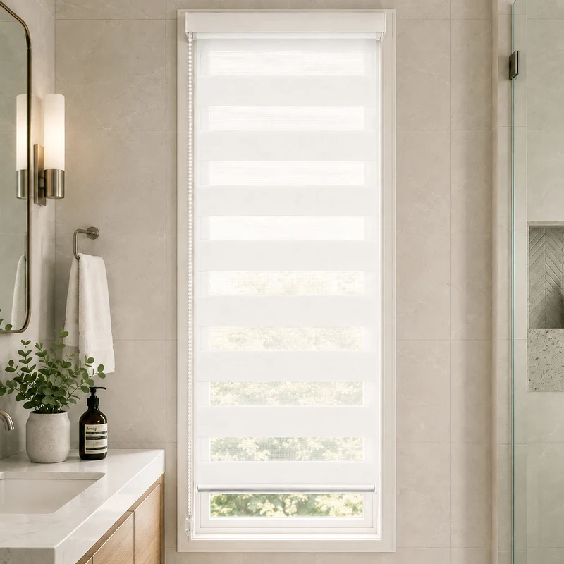 Doppelrollo klemmfix ohne Bohren, Duo Rollo Klemmrollo für Fenster und Tür, 45x150 cm, Weiß