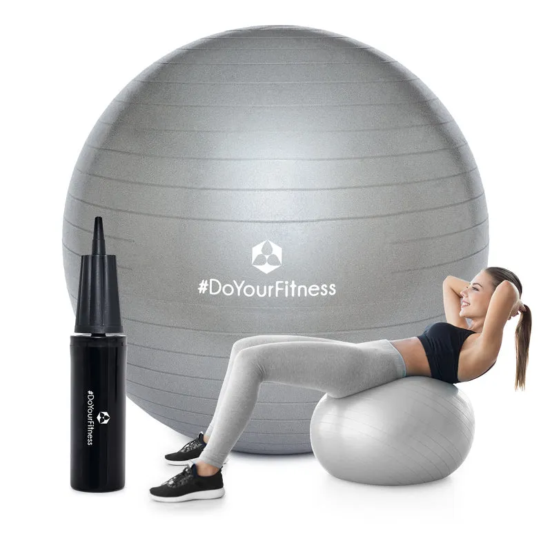 Gymnastikball inkl. Ballpumpe - Fitness Sitzball - Silber - 85 cm