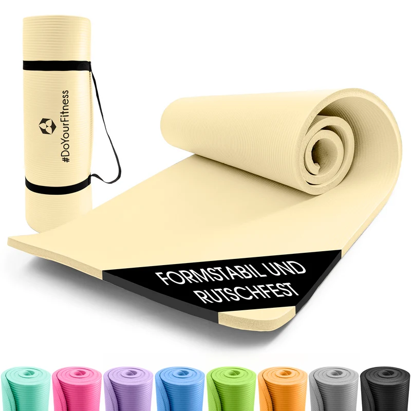 Fitness- und Gymnastikmatte - 183 x 61 x 1,5 cm - Hell Beige