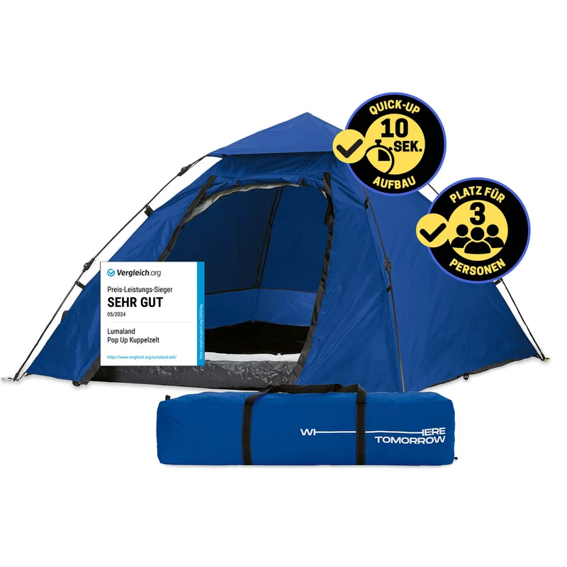 Pop up Kuppelzelt für 3 Personen - Blau