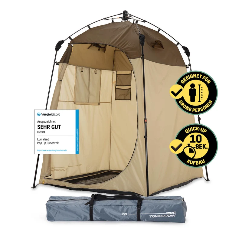 Pop up Duschzelt - 220 cm hoch - Braun
