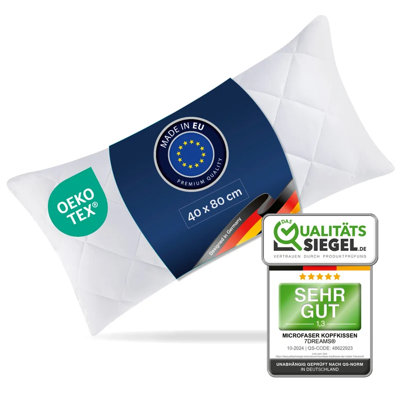 Microfaser Kopfkissen - Gesteppt - 40 x 80 cm - Weiß