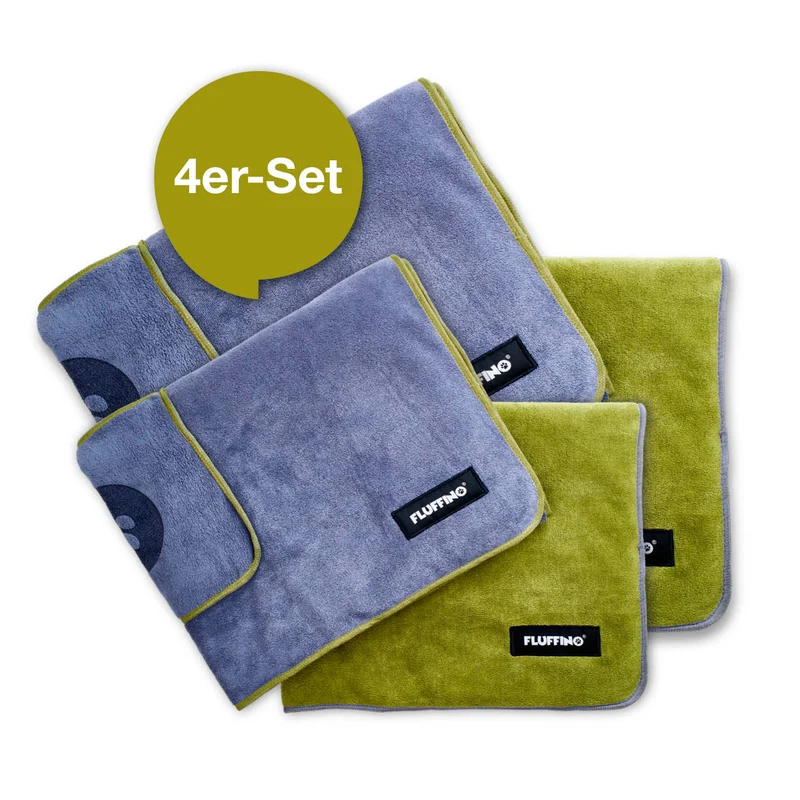 Hundehandtuch Mikrofaser – 4er-Pack - Grau & Grün