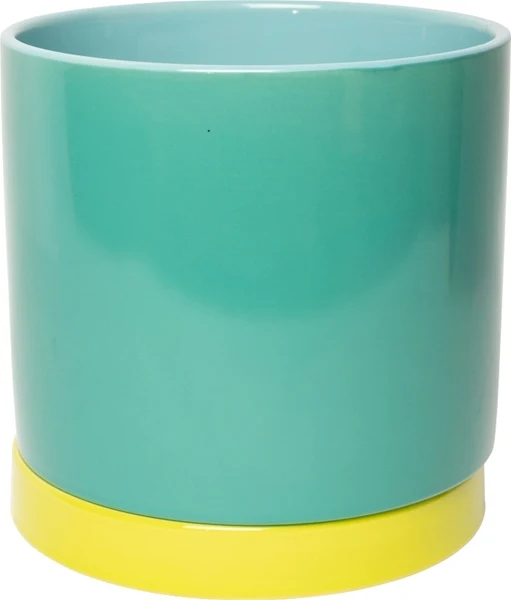 Blumentopf 15,5xø15 cm mit Untertasse | minze chartreuse