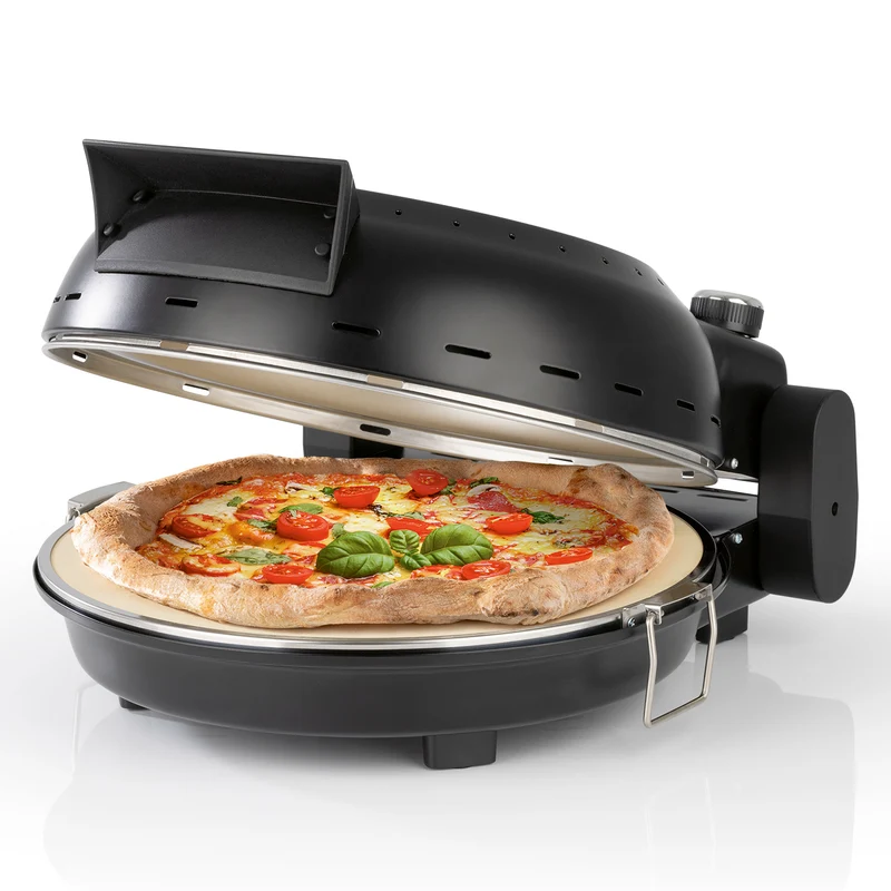 Pizza Maker mit Temperatureinstellung inkl. herausnehmbarem Pizzastein - schwarz matt