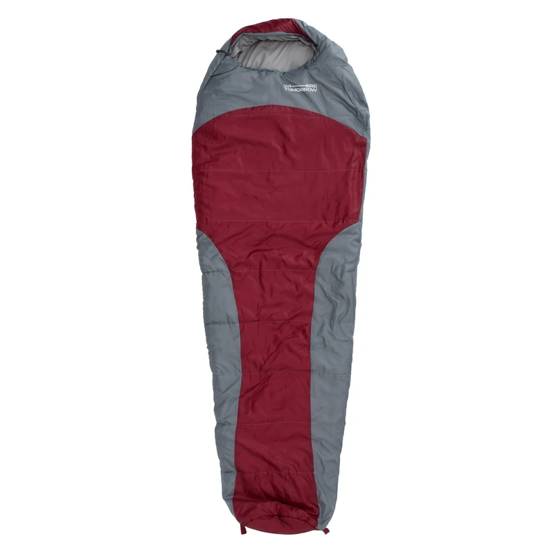 Camping Schlafsack Classic - Mumienschlafsack mit Tasche - 230 x 80 x 55 cm - Weinrot