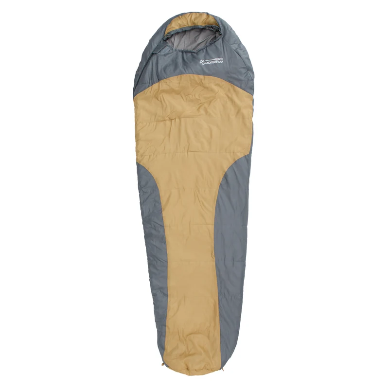 Camping Schlafsack Classic - Mumienschlafsack mit Tasche - 230 x 80 x 55 cm - Curry