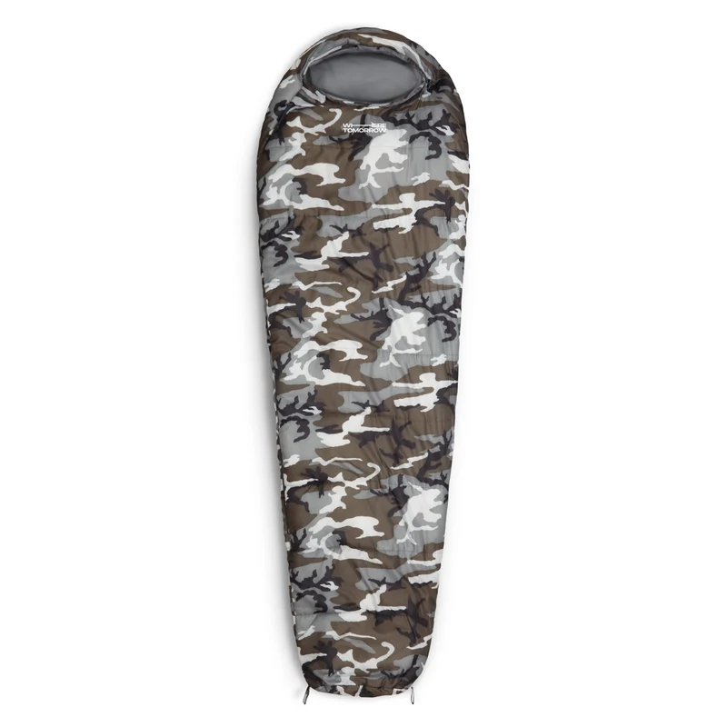 Camping Schlafsack Classic - Mumienschlafsack mit Tasche - 230 x 80 x 55 cm - Camouflage Grau