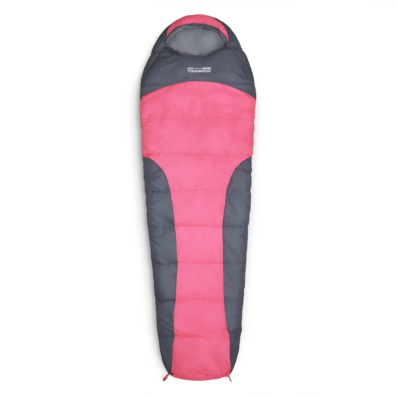 Camping Schlafsack Classic - Mumienschlafsack mit Tasche - 230 x 80 x 55 cm - Pink