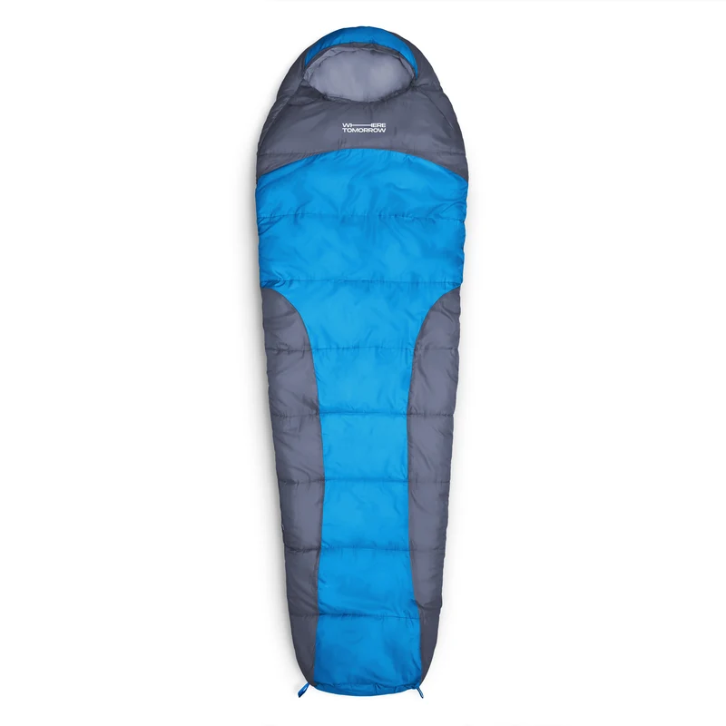 Camping Schlafsack Classic - Mumienschlafsack mit Tasche - 230 x 80 x 55 cm - Blau