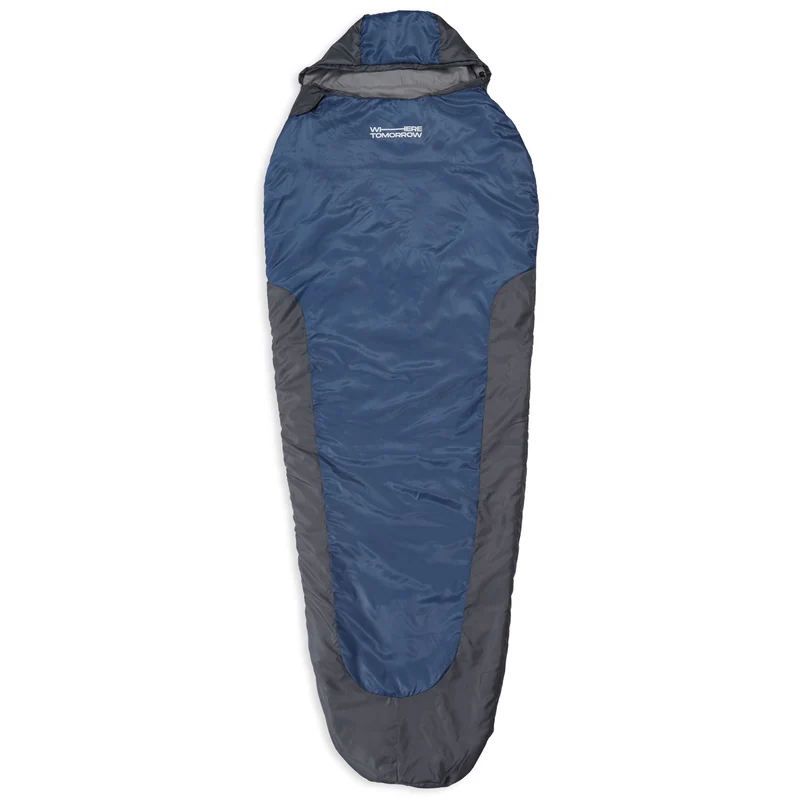Camping Schlafsack Small & Light - Mumienschlafsack mit Tasche - 220 x 80 x 50 cm - Grau-Navyblau