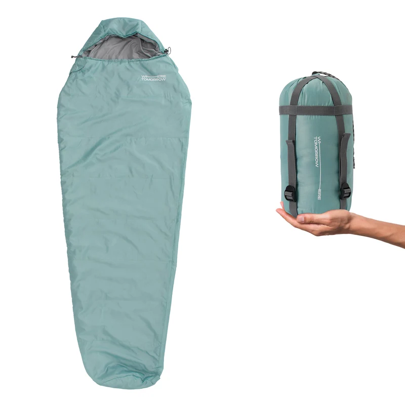 Camping Schlafsack Small & Light - Mumienschlafsack mit Tasche - 220 x 80 x 50 cm - Hellblau