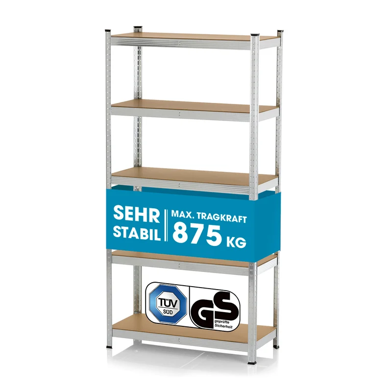 Schwerlastregal & Werkbank mit GS - Bis zu 175 kg Tragkraft je Regalboden - 180 x 90 x 40 cm