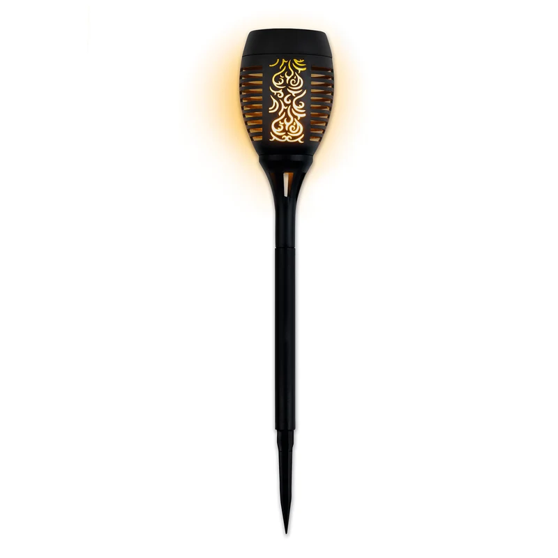 Solar-Fackel mit LED-Flammeneffekt - schwarz