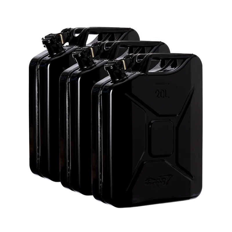 3x Metall Benzinkanister 20 Liter - Schwarz