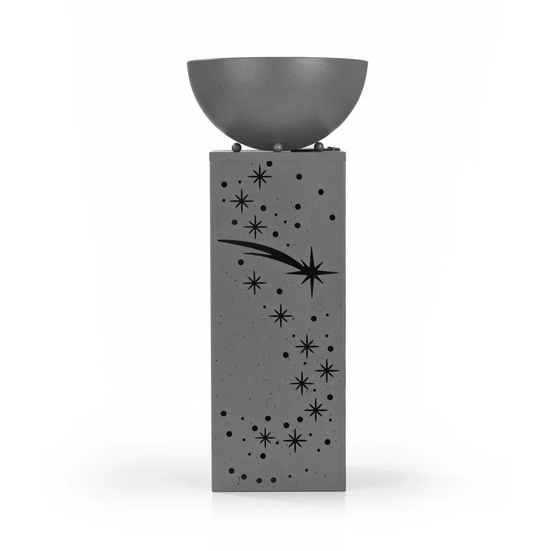 LED-Dekosäule Beton-Optik "Sternschnuppe" mit Pflanzschale - 59 cm